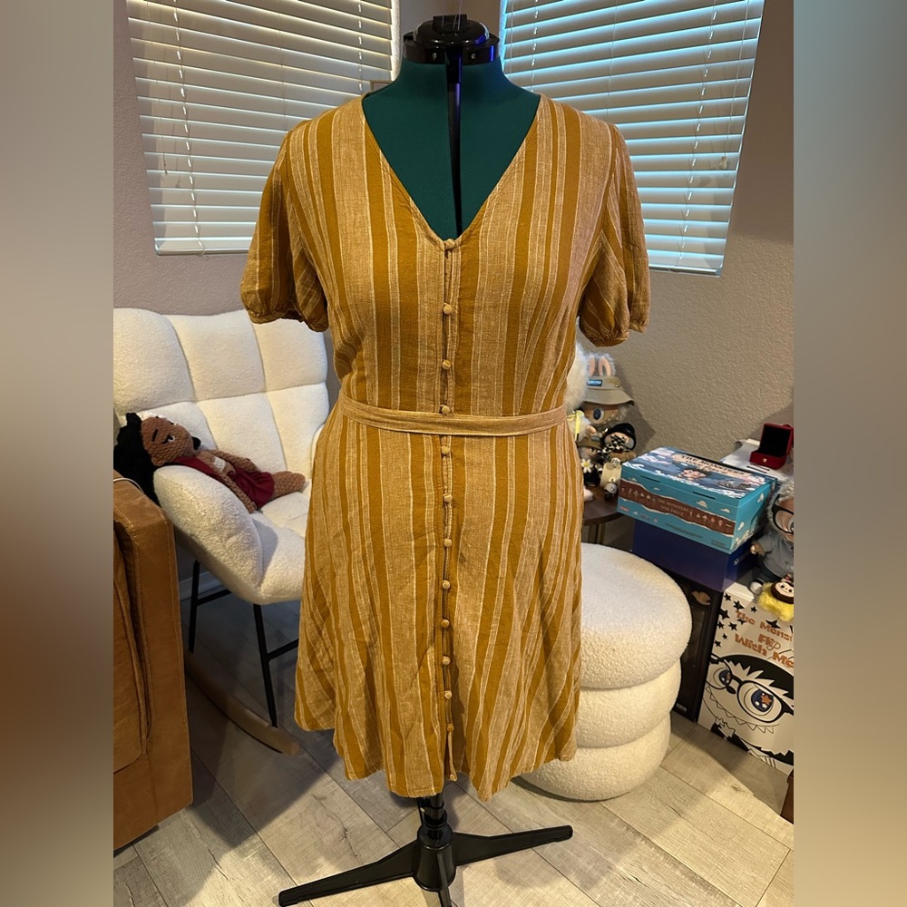 Striped Mustard Dress